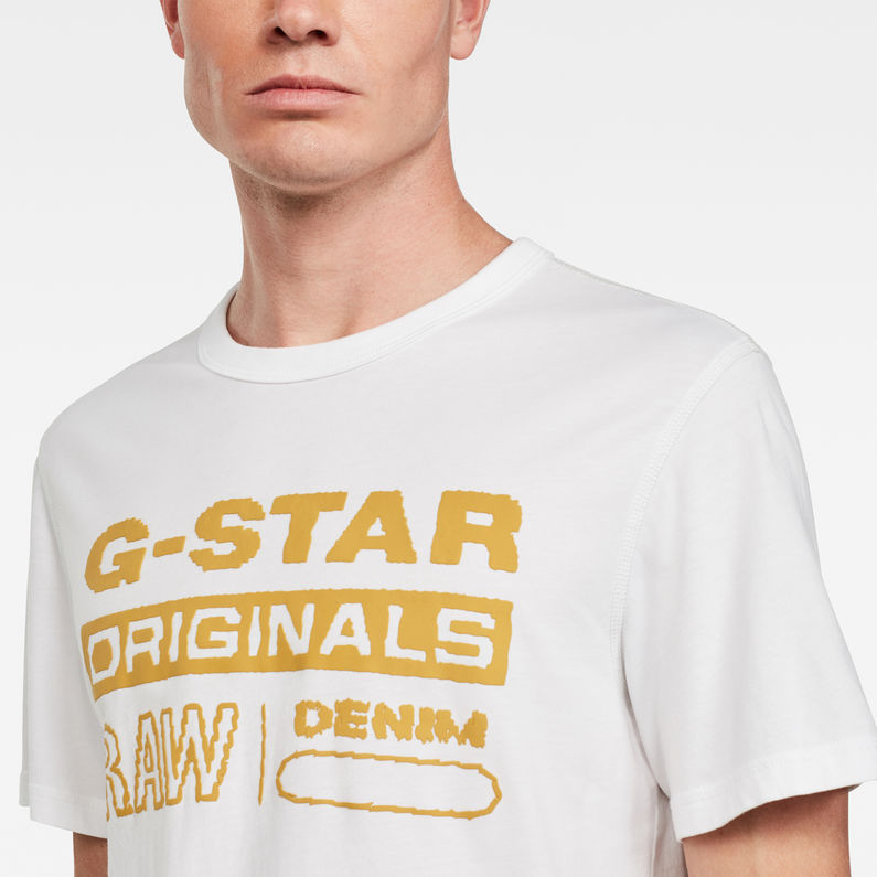 G-Star RAW® Wavy Logo Originals T-Shirt Weiß detail shot