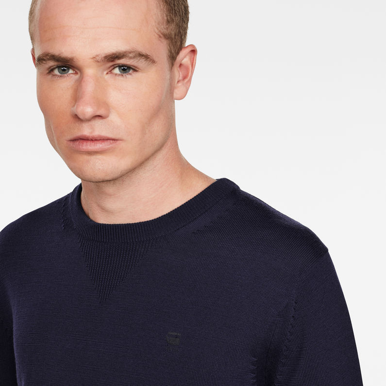 G-Star RAW® Premium Basic Knitted Sweater ダークブルー detail shot
