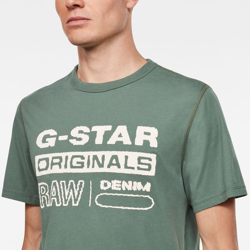 G-Star RAW® Wavy Logo Originals T-Shirt 緑 detail shot