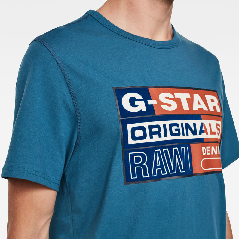 G-Star RAW® Originals Flock Logo T-Shirt Medium blue detail shot