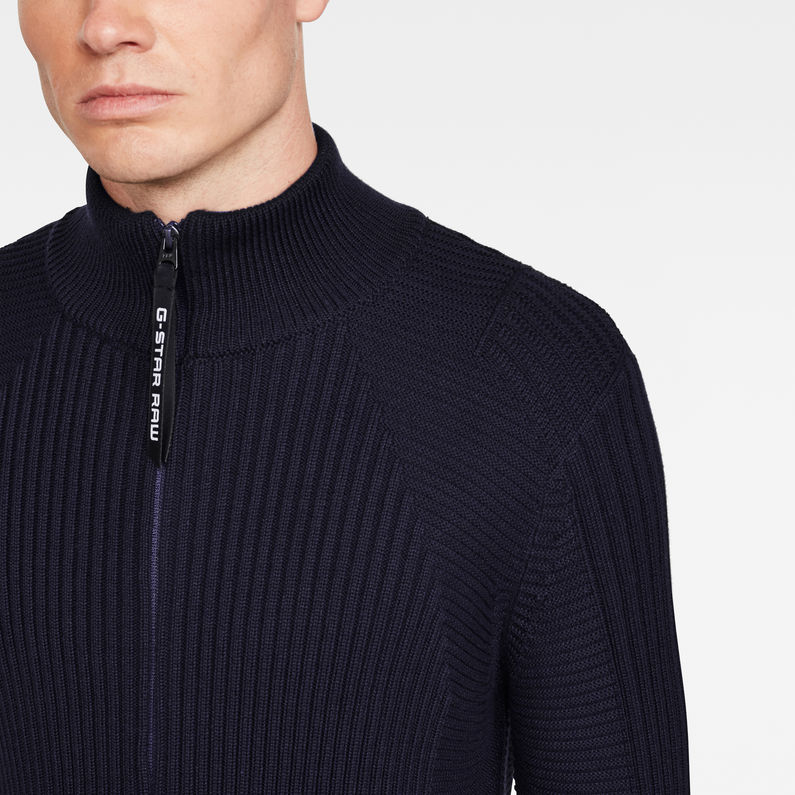 G-Star RAW® 3D Biker Zip Through Knitted Sweater Dark blue detail shot