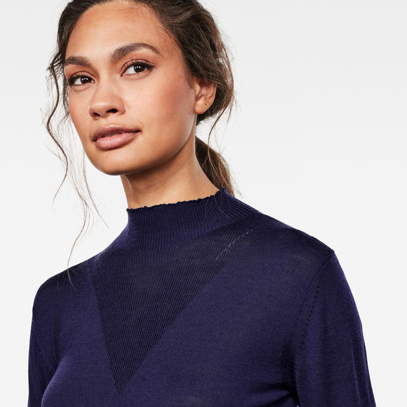 G-Star RAW® Stokyr Turtle Slim Knitted Sweater Dark blue detail shot