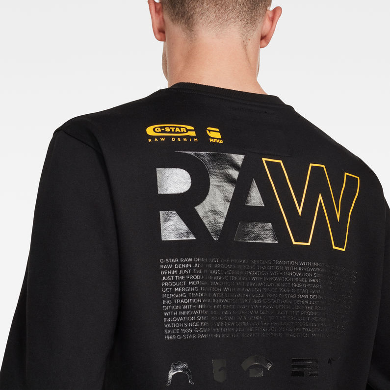 G-Star RAW® Sweat Back Print Logo Noir detail shot