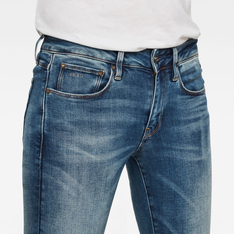 G-Star RAW® 3301 Mid Skinny Ripped Edge Ankle Jeans Mittelblau