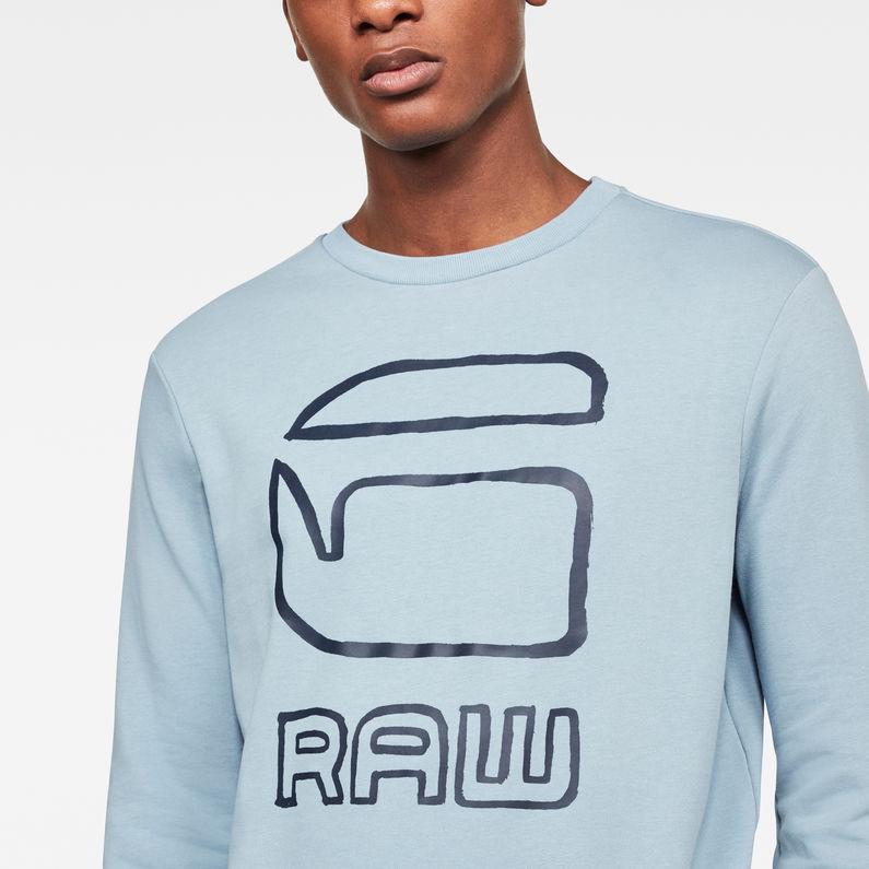 G-STAR® Graphic G-Raw Sweater Light blue detail shot
