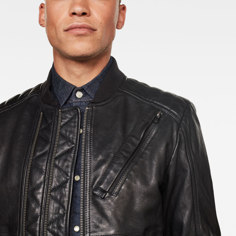 G-STAR® Moto Leather Jacket Black detail shot