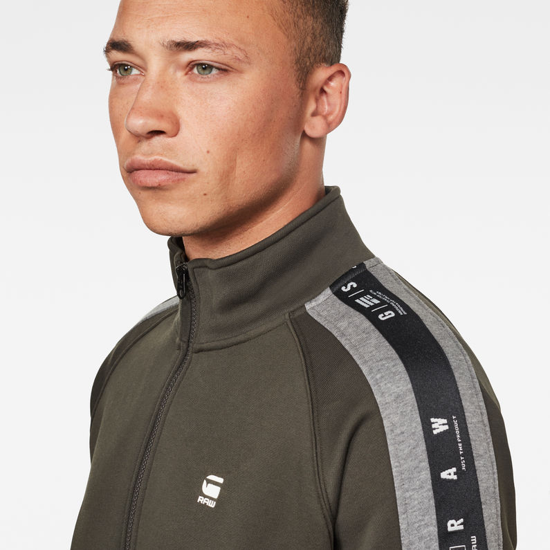 G-Star RAW® Denim Stripe Sweat Jacket Grey detail shot