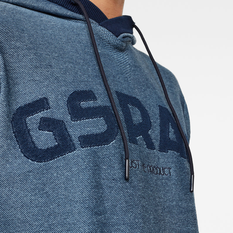 G-STAR® Gsraw Hooded Knit Sweatshirt Mittelblau detail shot