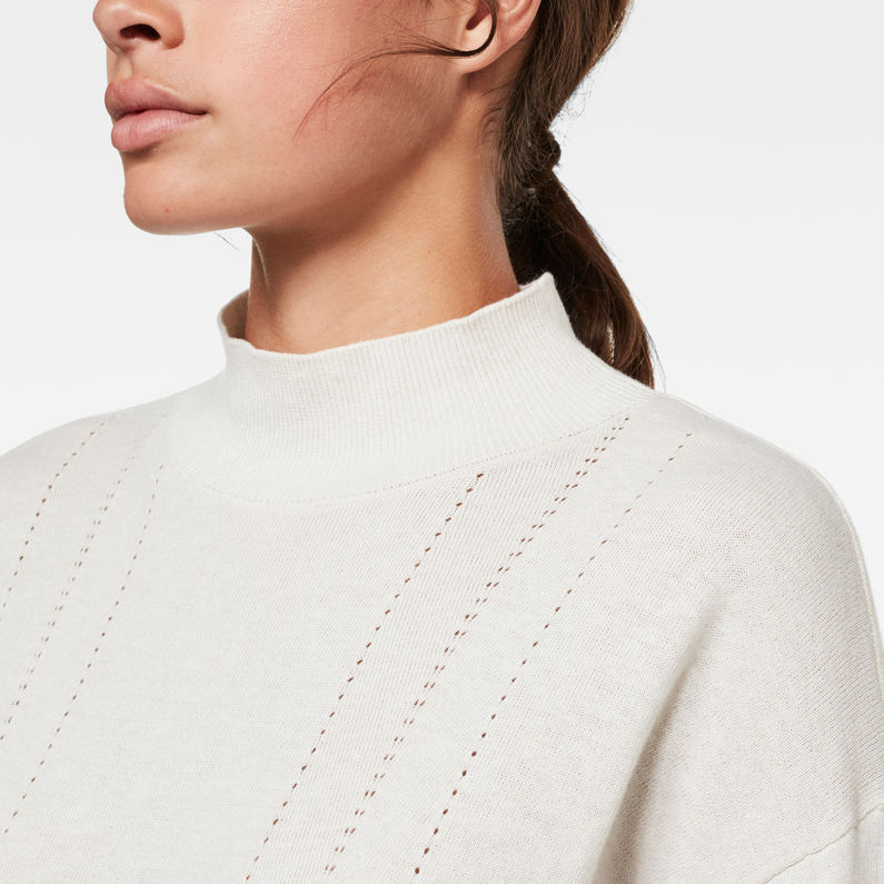 G-Star RAW® Core Mock Neck Knitted Pullover Beige detail shot