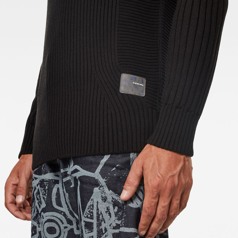 G-Star RAW® 3D Biker Knitted Sweater Black detail shot