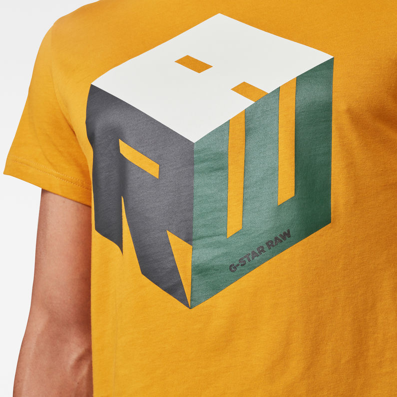 G-Star RAW® Cube Logo T-Shirt Yellow detail shot