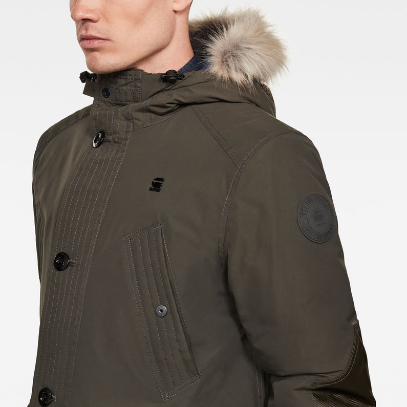 G-Star RAW® Vodan Padded Hooded Faux Fur Parka Grey detail shot