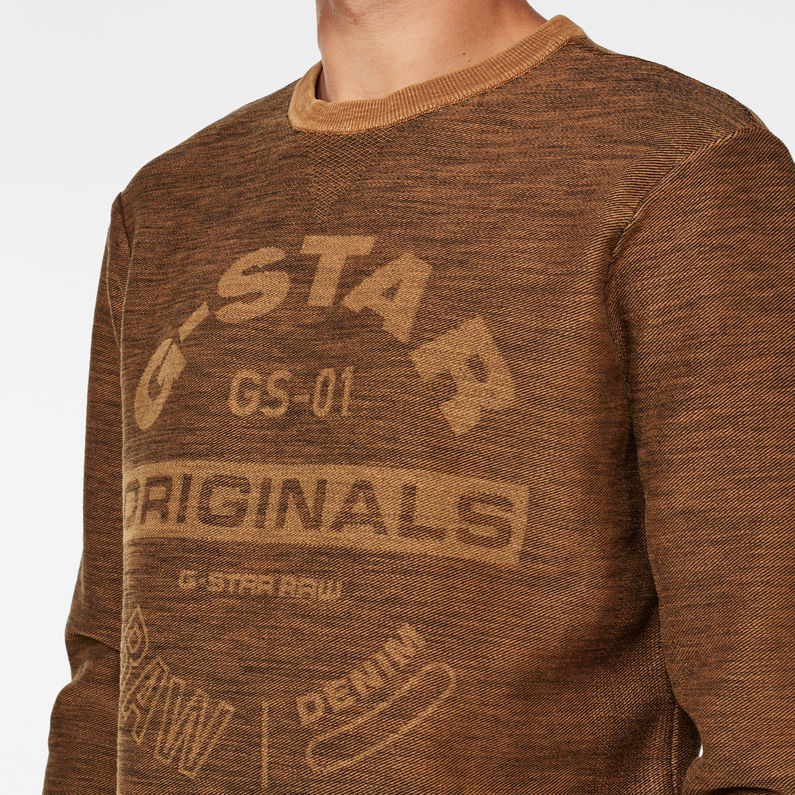 G-Star RAW® Premium Core Logo Knit Sweater Brown detail shot