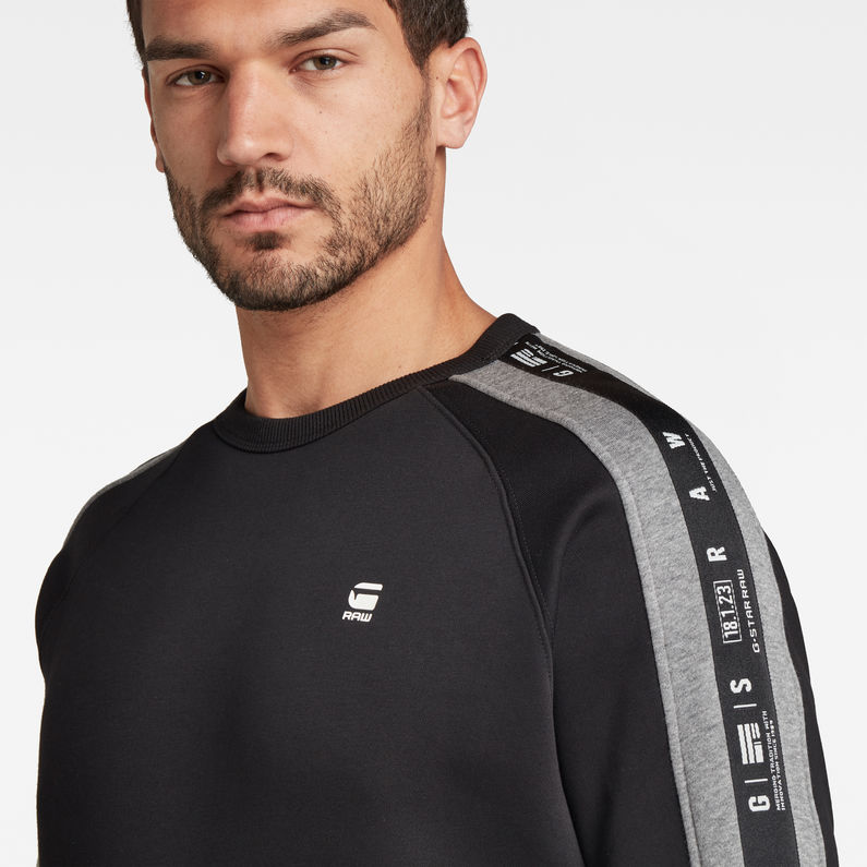 G-Star RAW® Sport Heather Stripe Sweater Black detail shot