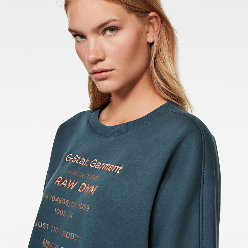 G-Star RAW® Graphic Text Relaxed Sweater Medium blue detail shot