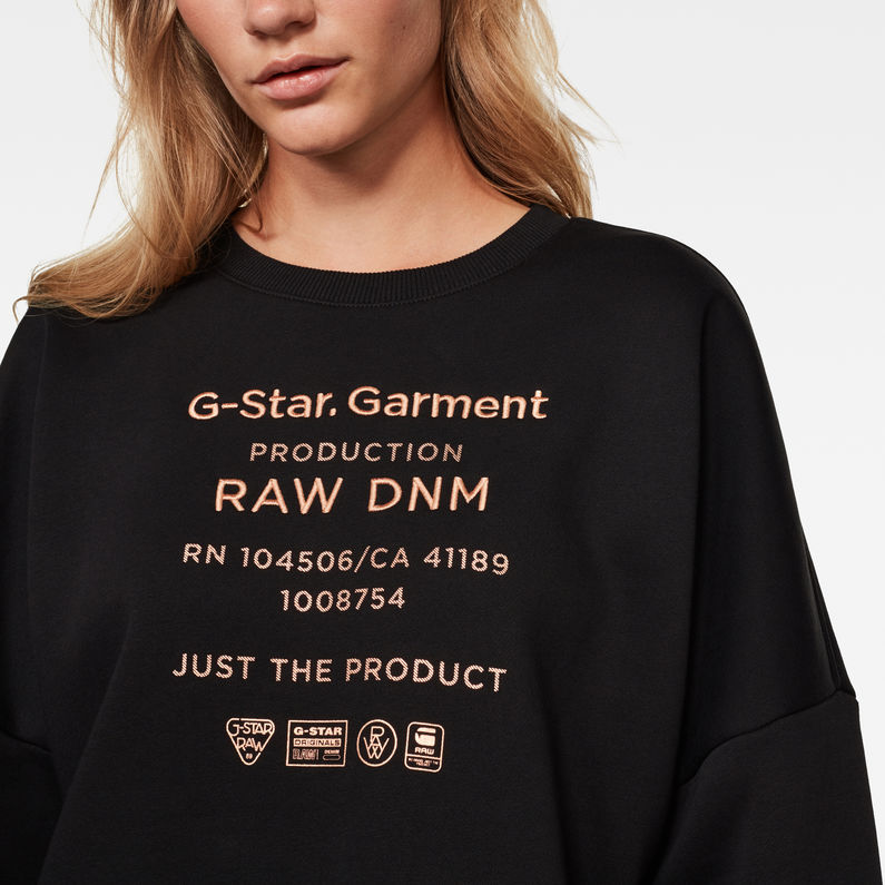 G-Star RAW® Graphic Text Relaxed Sweater Zwart detail shot