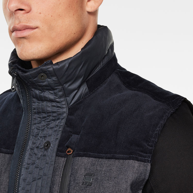 G-Star RAW® Denim Mix Quilted Puffer Vest Dark blue detail shot