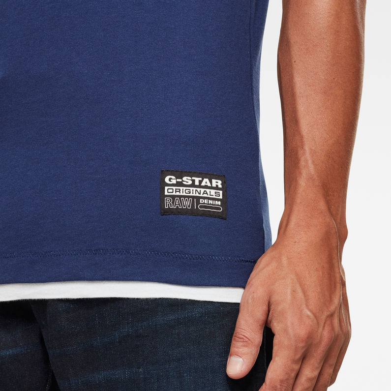 G-Star RAW® T-shirt Felt Applique Logo Slim Bleu foncé