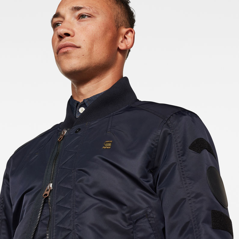 G-Star RAW® Gevoerd Bomberjack Donkerblauw detail shot