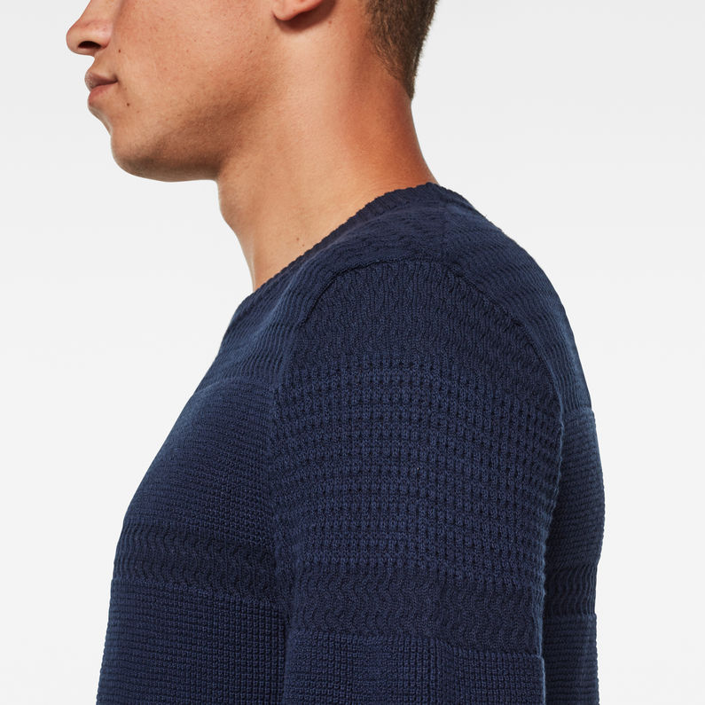 G-Star RAW® Structure Stripe R Knitted Sweater Dark blue detail shot
