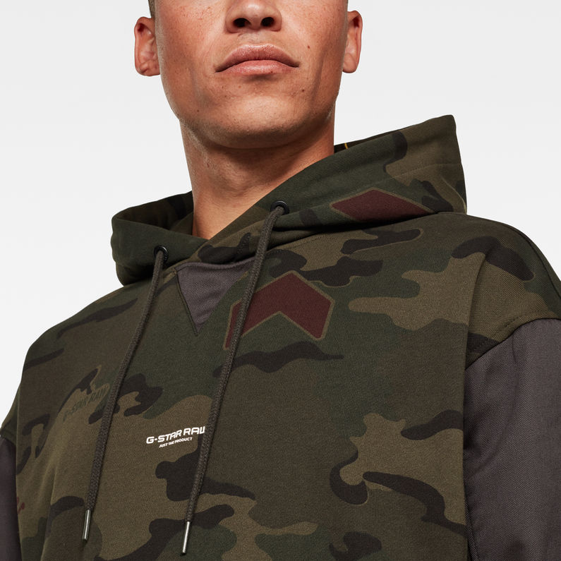 G-Star RAW® Moto Micro Camo Hoodie Green detail shot