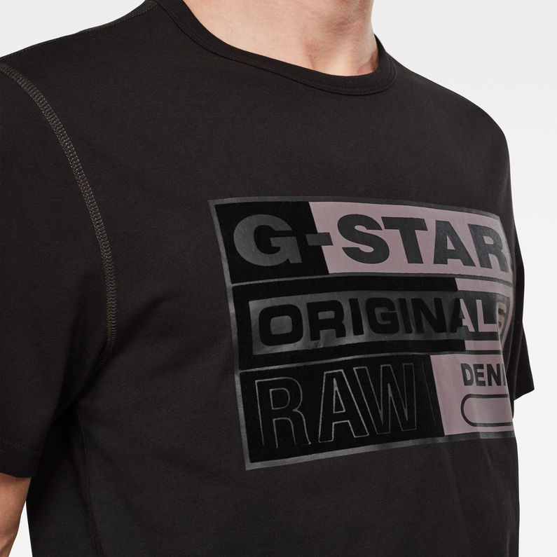 G-Star RAW® Originals Flock Logo T-Shirt Schwarz detail shot