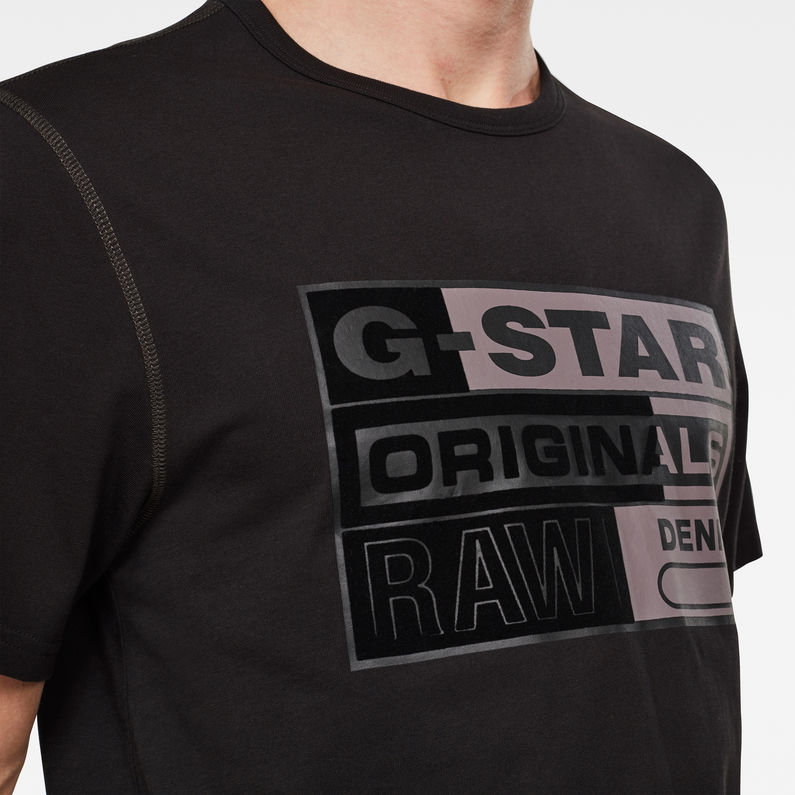 G-Star RAW® Originals Flock Logo T-Shirt Schwarz