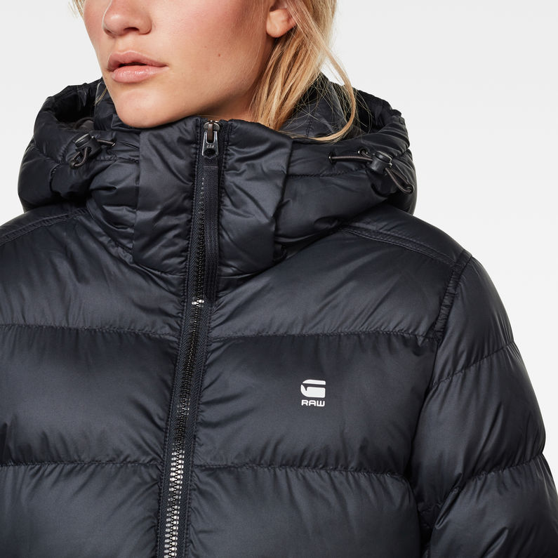 G-STAR® Whistler Hooded Slim Long Mantel Dunkelblau detail shot