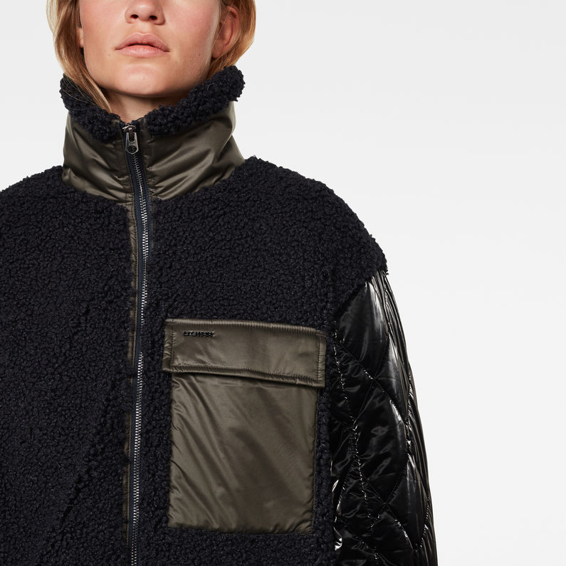 G-Star RAW® Long Teddy Quilted Liner Donkerblauw detail shot