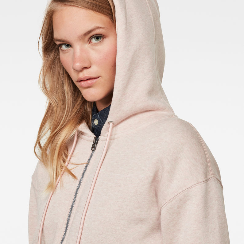 G-STAR® Premium Core Hooded Zip Through Sweater Beige detail shot