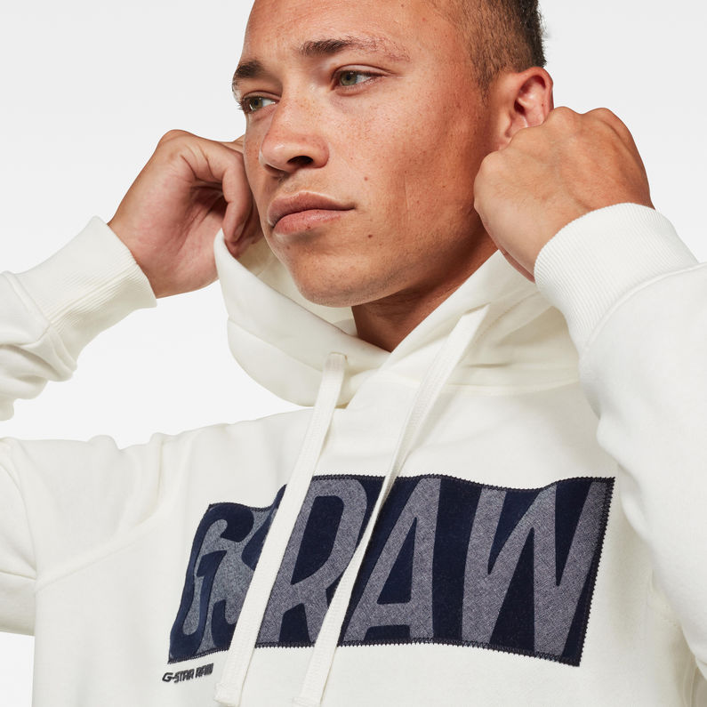 G-Star RAW® Sweat à capuche Applique Logo Beige detail shot