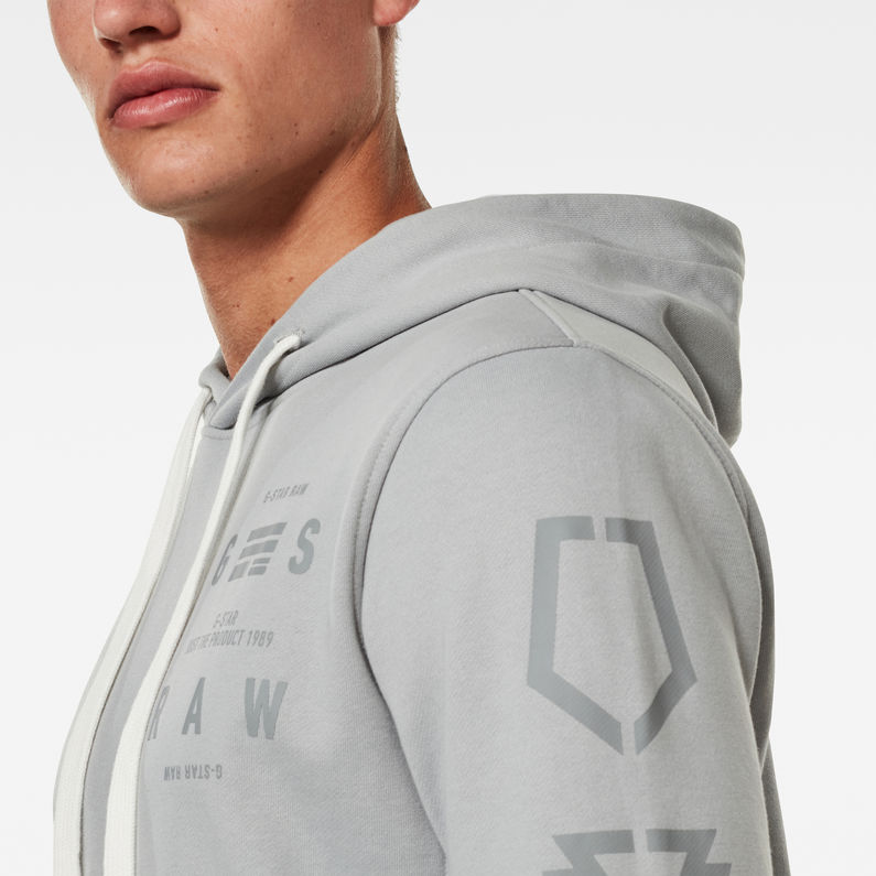 G-STAR® Core Graphic Hoodie Grey detail shot