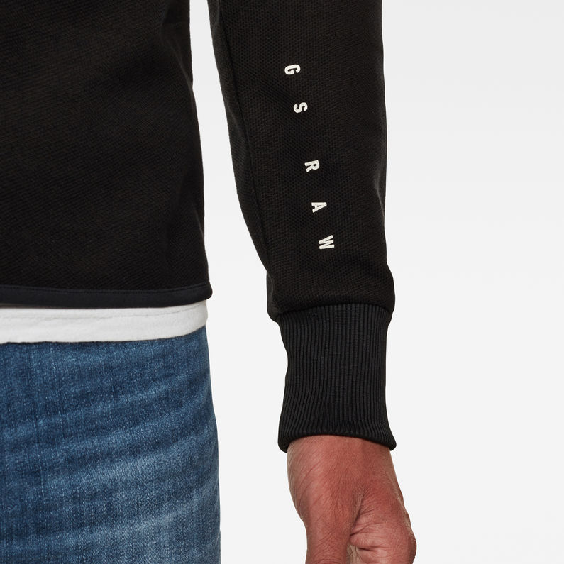 G-Star RAW® Jirgi Zip Tape Detail Funnel T-Shirt Black detail shot