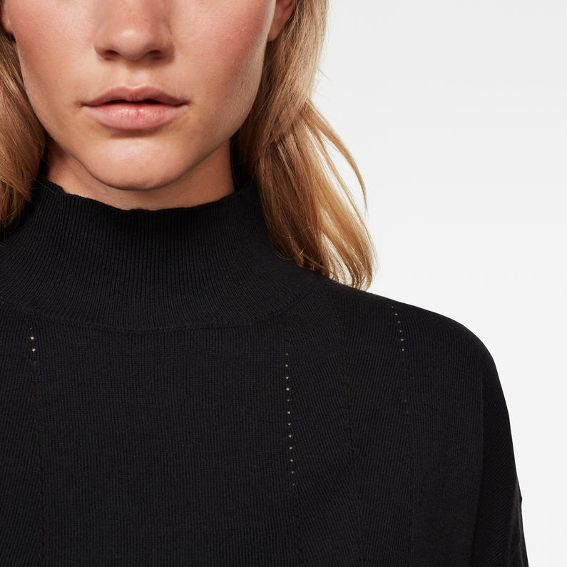 G-Star RAW® Core Mock Neck Knitted Sweater Black detail shot