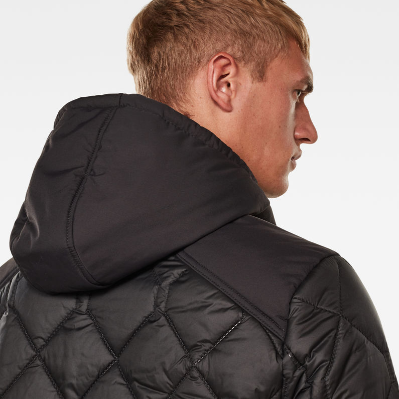 G-STAR® Attacc Heatseal Quilted Hooded Jacket Black detail shot