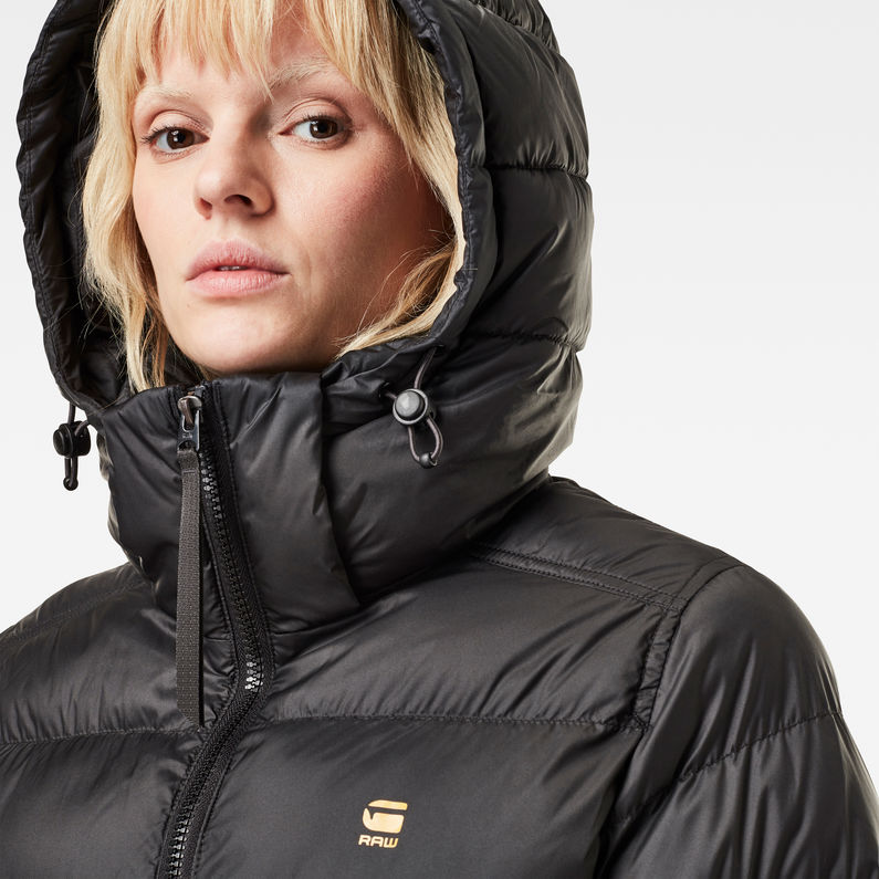 G-Star RAW® Whistler Hooded Slim Long Coat Black detail shot