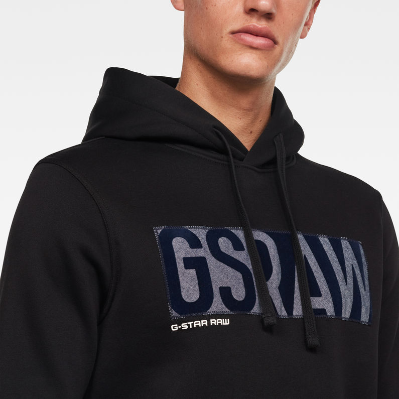 G-Star RAW® Sweat à capuche Applique Logo Noir detail shot