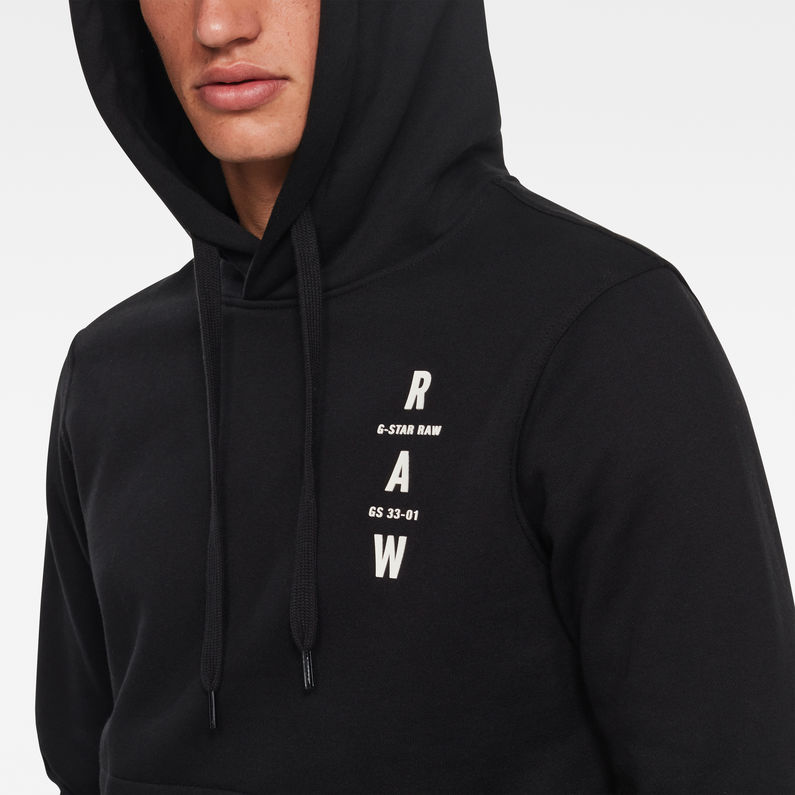 G-Star RAW® Sweat à capuche Black Print Logo Noir detail shot