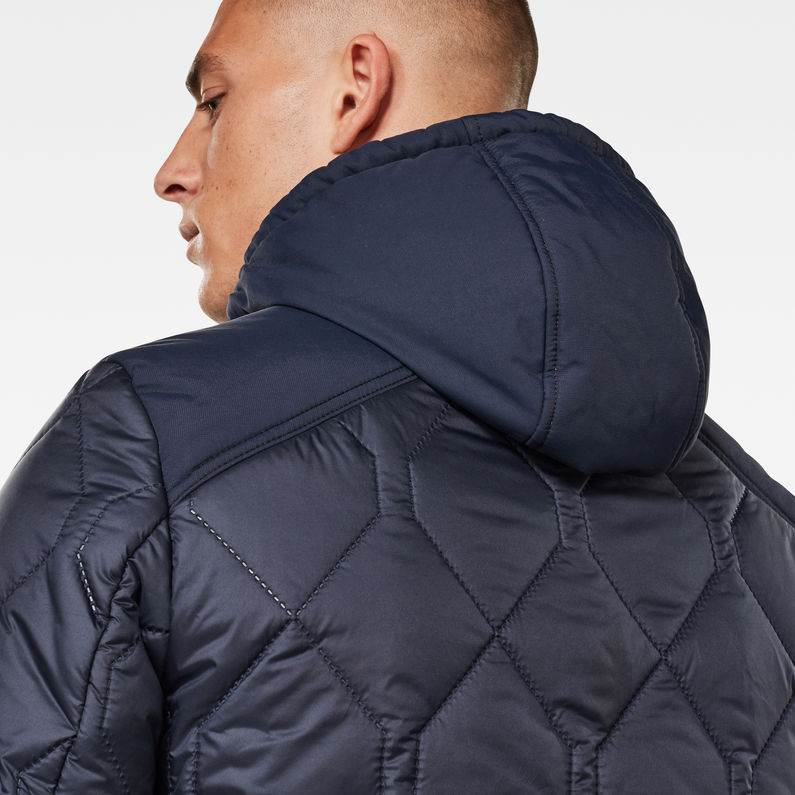 G-Star RAW® Attacc Heatseal Quilted Hooded Jacket Dark blue detail shot