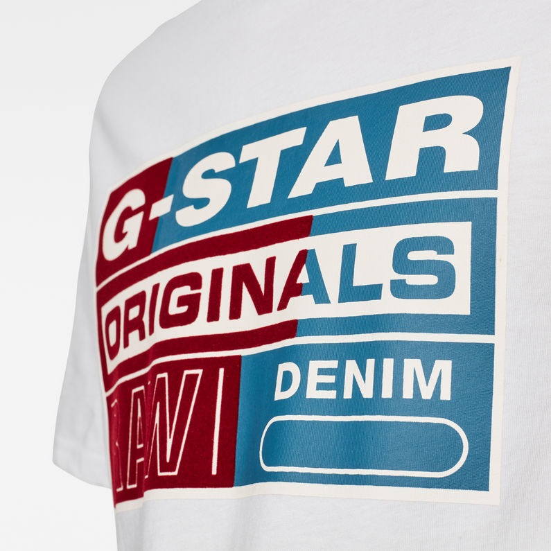 G-Star RAW® T-Shirt Originals Flock Logo Blanc