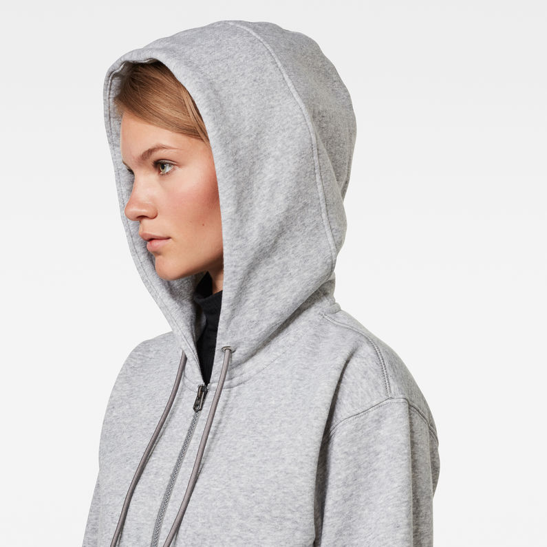 G-Star RAW® Sweat Premium Core Hooded Zip Through Gris detail shot