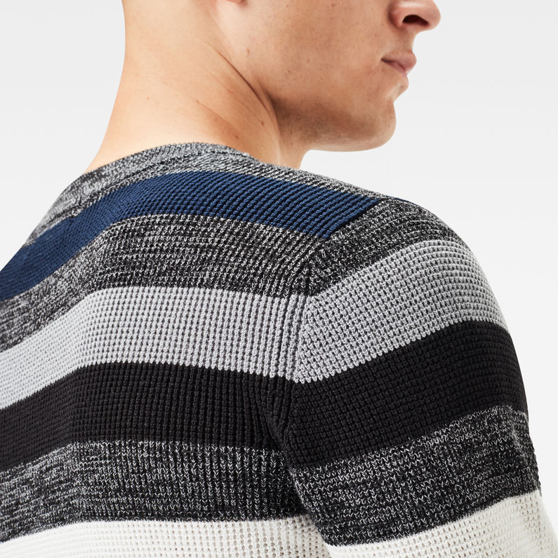 G-STAR® Multi Stripe Knitted Sweater Black detail shot