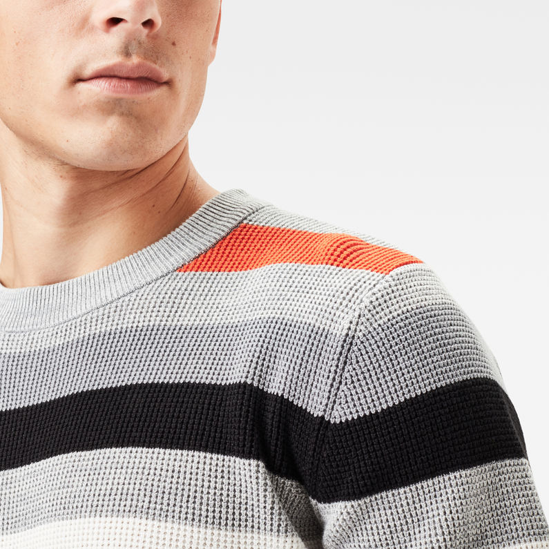 G-Star RAW® Multi Stripe Knitted Sweater Grey detail shot