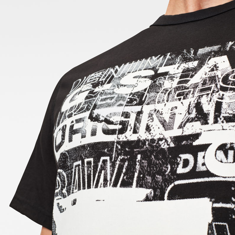 G-Star RAW® Camiseta Originals Blurred Logo Negro detail shot