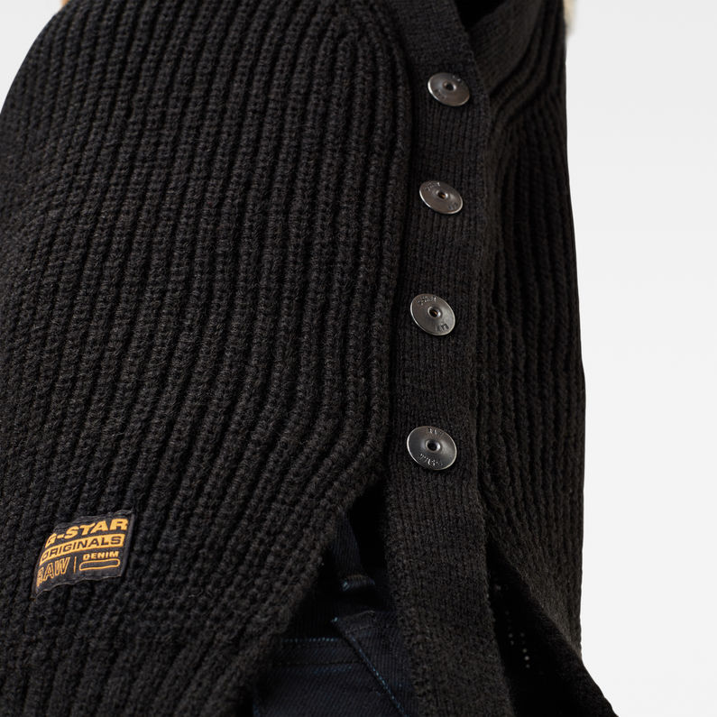 G-Star RAW® Jersey Zip Through Collar Knitted Negro detail shot