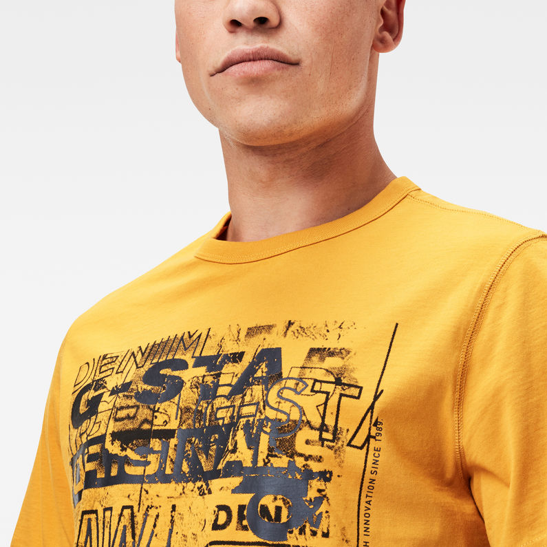 G-Star RAW® Originals Blurred Logo T-Shirt Yellow detail shot