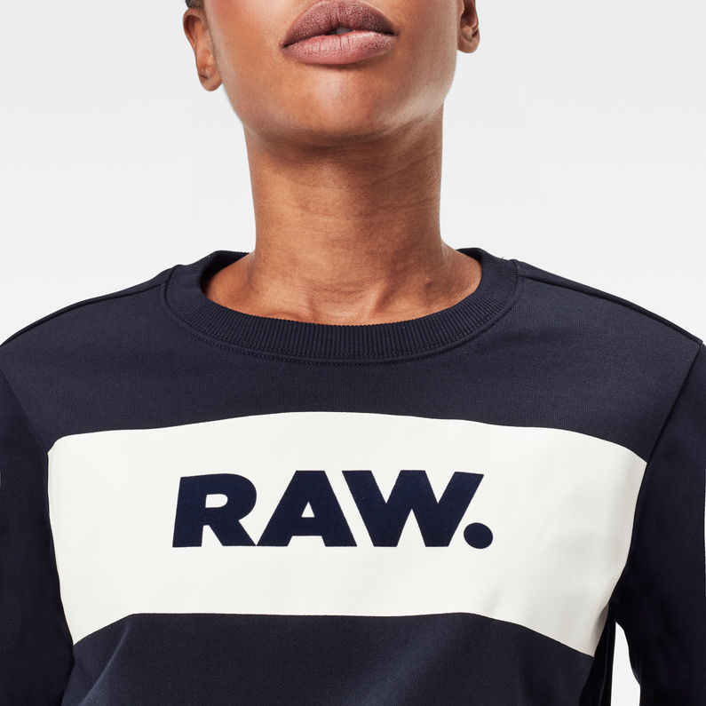G-Star RAW® Xzula Panel Raw GR Sweater Bleu foncé detail shot