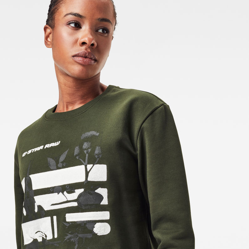 G-Star RAW® Graphic Thistle Xzyph Sweater Green detail shot