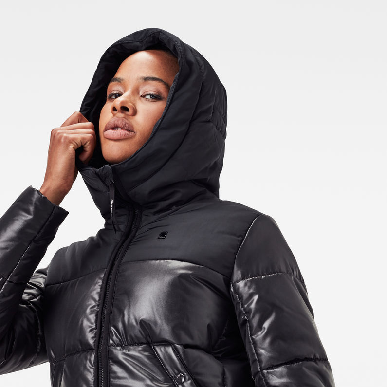 G-STAR® Doudoune longue Quilted Hooded Noir detail shot