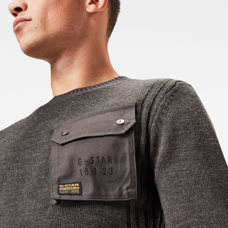 G-Star RAW® Sweat Army Pocket Knitted Gris detail shot